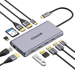 QGeeM USB C Hub,12-in-1 USB C Docking 