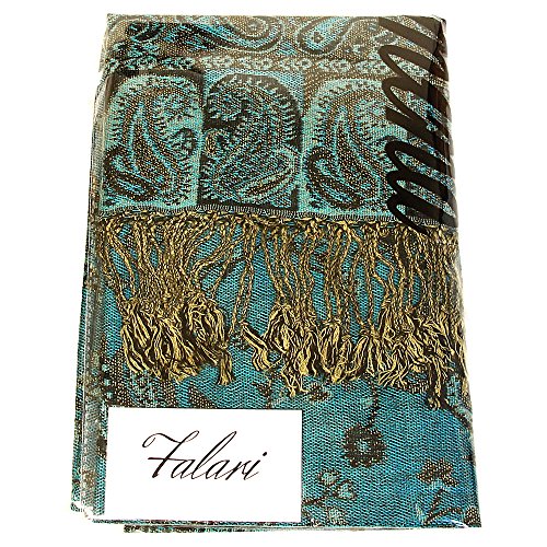 Falari Women's Woven Pashmina Shawl Wrap Scarf 80" X 27" Turquoise