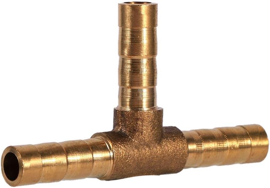 3 Way Hose Connector, Versatile 3-Way T-Piece Brass Hose Adapter for Fuel Air, Water, Gas, Oil (6mm Diameter)