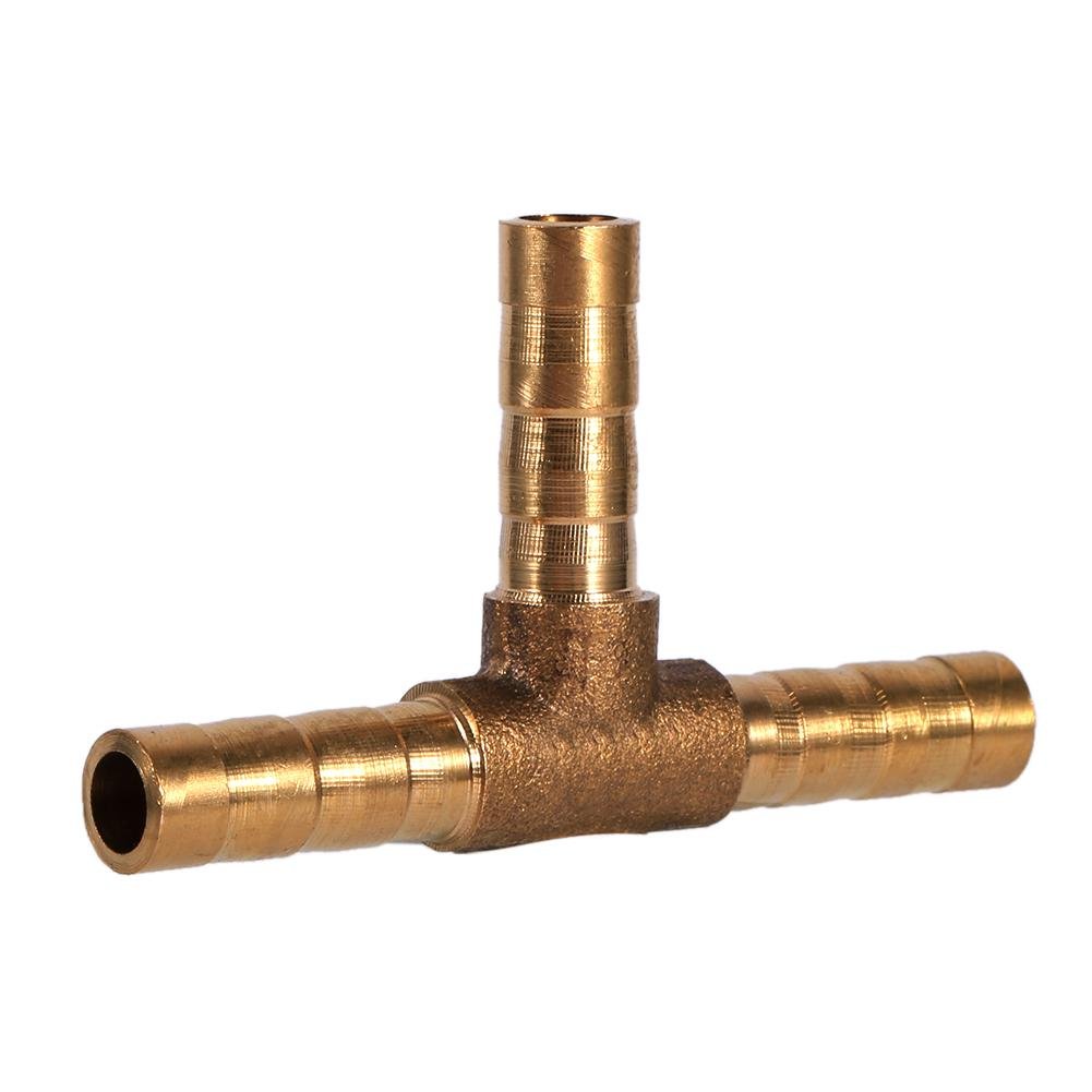 3 Way Hose Connector, Versatile 3-Way T-Piece Brass Hose Adapter for Fuel, Air, Water, Gas, Oil (6mm Diameter) - Perfect for Car, Boat, Garden, Industrial and Other Applications