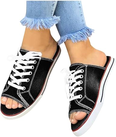 open toe canvas shoes