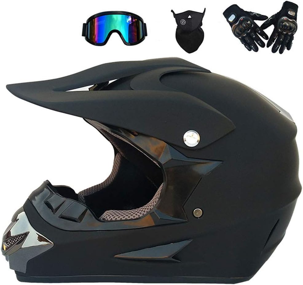 Motocross Helmet Beach Racing Helmet Mountain Bike All-Around Helmet Adult Men And Women (Gloves, Goggles, Masks, Set Of 4)