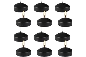 AAMDKCYU 12-Pack 3-Inch Black Unscented Floating Water Candles - Smokeless, 8-10 Hour Burn Time - Perfect for Weddings, Parties, Special Events, and Home Décor