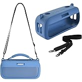 Silicone Protective Case Suitable for Bose SoundLink Max Portable Speaker, Portable Suitcase Protective Case with Shoulder Strap Protective Case Wireless Speaker Accessories (Blue)