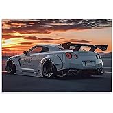 FeoYoed Wall Art Posters Jdm Car R35 Static Sport Sunset Modern Aesthetic Decor Prints for Bedroom Living Room Office with Premium Fade Resistant Canvas 12x18inch(30x45cm)
