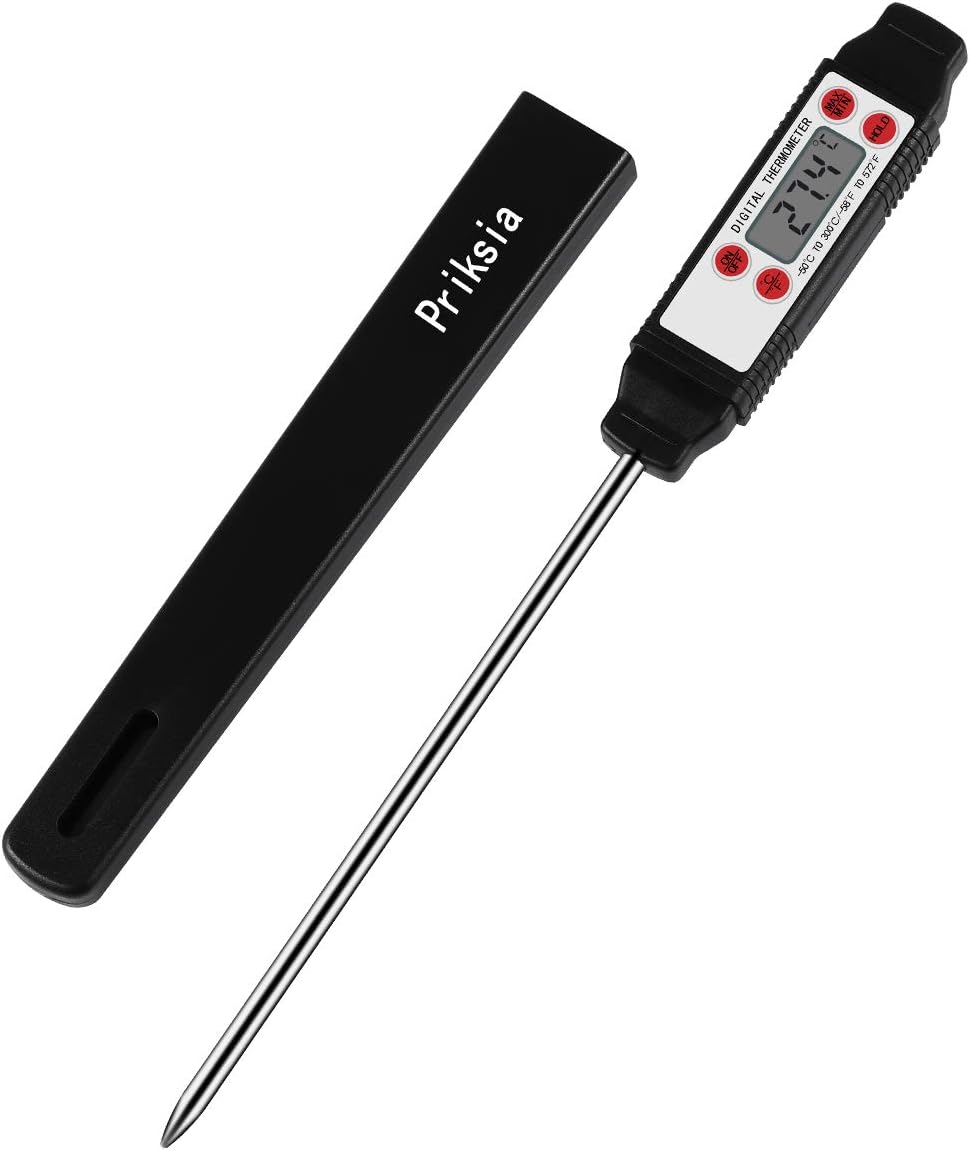 Priksia Meat Thermometer, FDA Approval 4.7 Inches Long Probe Thermometer Digital Cooking Thermometer with Instant Read Sensor for Kitchen BBQ Grill Smoker Meat Oil Milk Yogurt Temperature.
