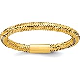 JewelryWeb 2.3mm 14k Solid Yellow Gold Mesh Stretch Ring Ring for Women
