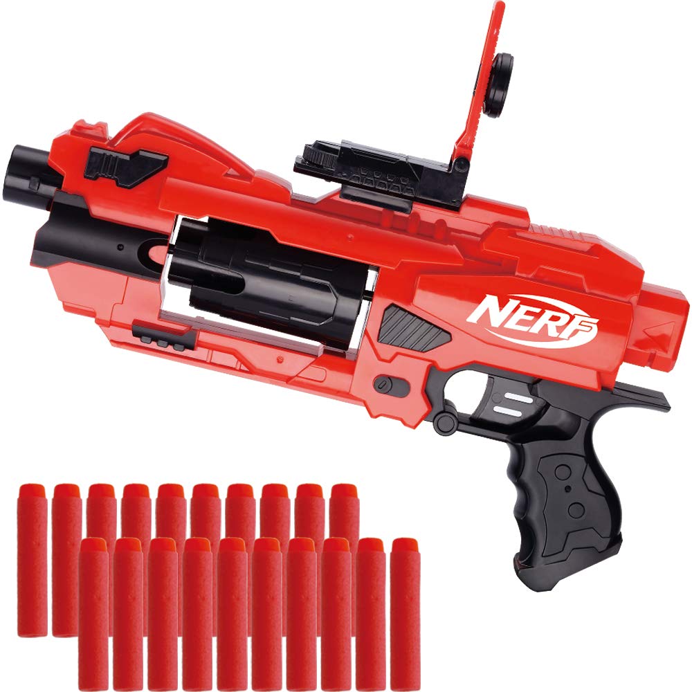 Automatic hand blaster gun with 20 soft blasters, 6-dart rotating drum, Gift for Youth, Teens, Adults
