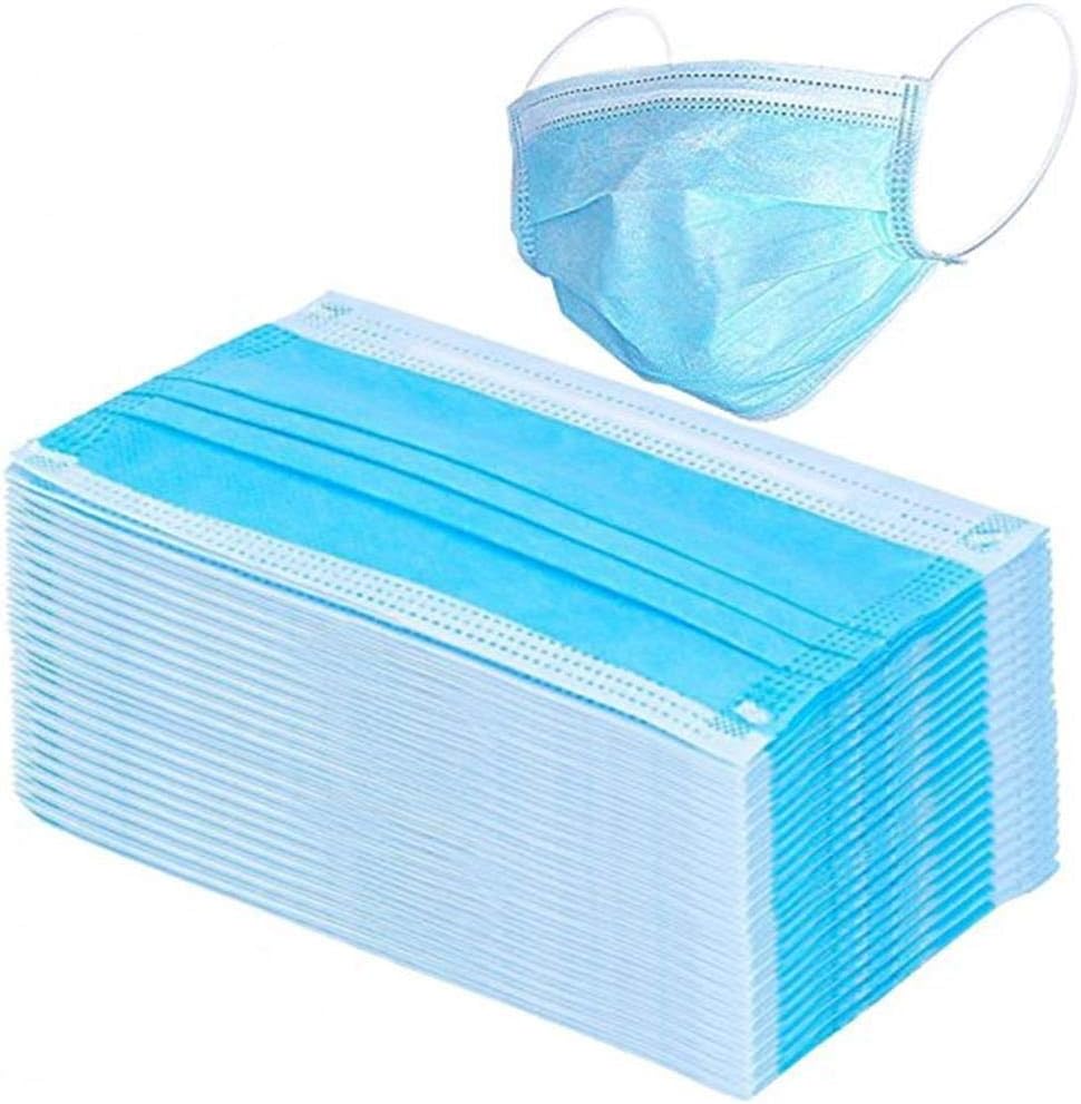 Ousyaah 3 Layer Disposable Mask with Elastic Earring for Outdoor Activities, Beauty Salon, Blue (Pack of 10)