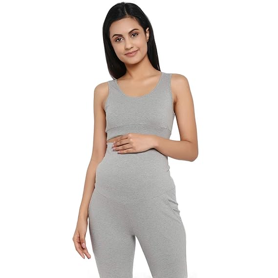 Women's Round Neck Maternity Bra - Grey