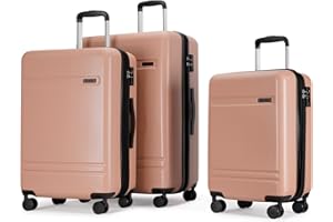 PRIMICIA GinzaTravel 3-Piece Luggage Sets Expandable Suitcases with 4 Wheels PC+ABS Durable Hardside Luggage sets TSA lock (Champagne, 3-Piece Set(20"/25"/29"))