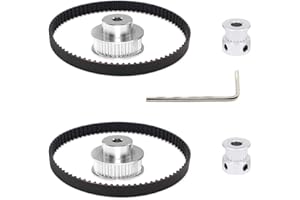 Befenybay 2Kit 2GT Synchronous Wheel 20&40 Teeth 6.35mm Bore Aluminum Timing Pulley with 2pcs Length 200mm Width 6mm Belt (20-40T-6.35B-6)