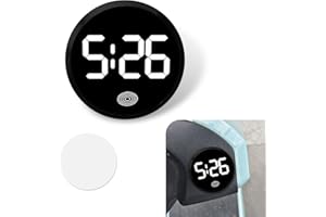 Shakas Car Digital Dashboard Clock, LED Time Luminous Touch High Definition Clock, Round Self-Adhesive Waterproof Alloy Interior Decoration Accessories, for Most Cars Home Office (White)