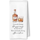 ArtisaEura Friend and Bourbon Kitchen Towels, Gifts for Bourbon Lovers Dish Tea Bar Towels for Kitchen Bar Cart Decor, Whiskey Gifts for Men Women Decorative Hand Towels, 16x24 Inches