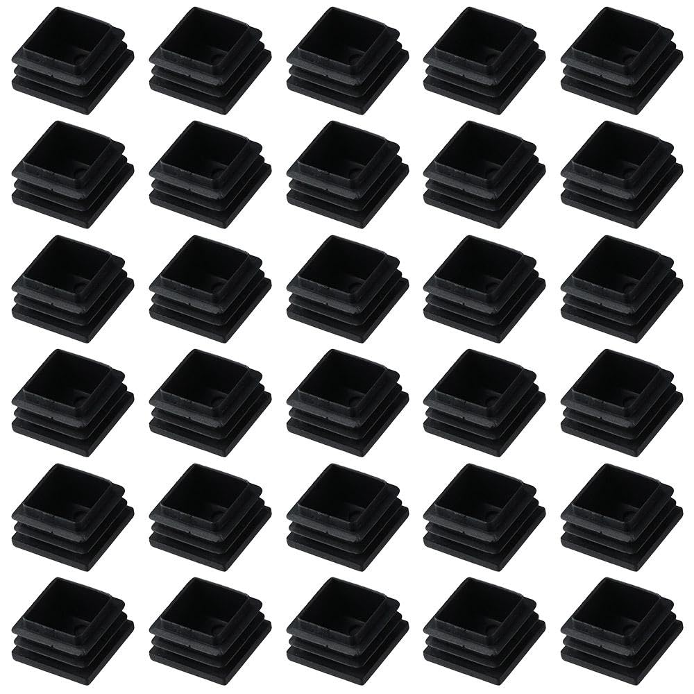 Upluckey Fence Post Pipe Covers 30 Pcs 1-1/4" Durable Square Plugs Black Tubing Insert End Plugs Furniture