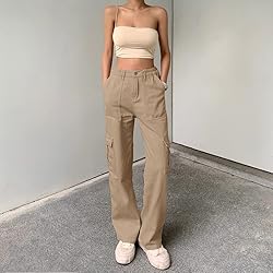 QYANGG High Waist Cargo Pants Women Stretch Baggy