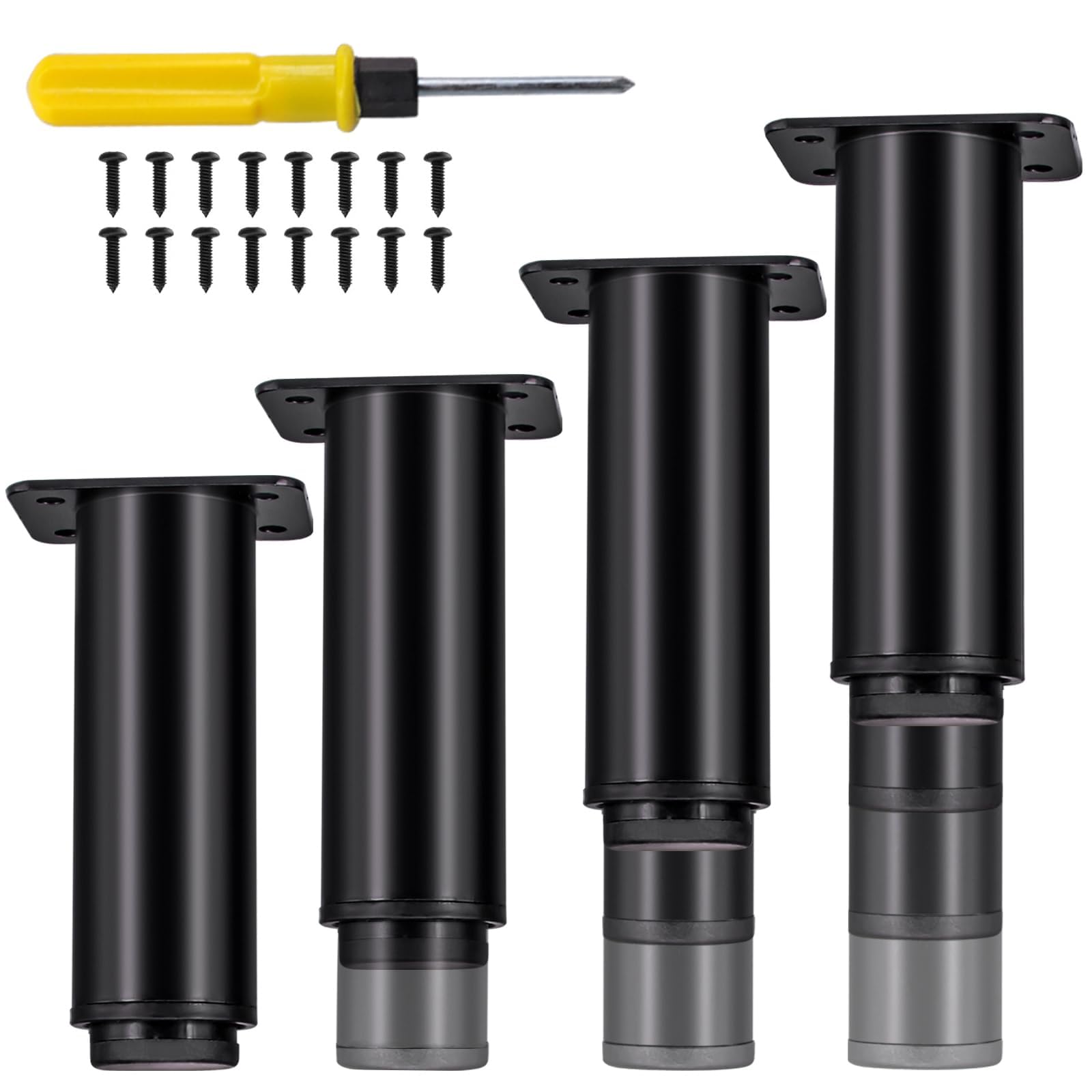 Jiaxitek 25-43 cm Metal Adjustable Furniture Legs,4Pcs Adjustable Height Heavy Duty Bed Center Frame Support Leg,Legs for Kitchen Cabinet/Dresser/TV Stand/Sofa/Chair/Bed/Coffee Table