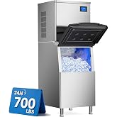 Mojgar 700LBS/24H Commercial Ice Maker Machine with 500LBS Storage Bin | ETL Certified Industrial Ice Machine, Timing Function, Self Cleaning, Ice Ready in 10-15min, Perfect for Restaurant Bar Cafe