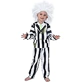 Leadtex Kids Black and White Striped Suit with Wig Horror Comedy Character Cosplay Halloween Costume For Boys