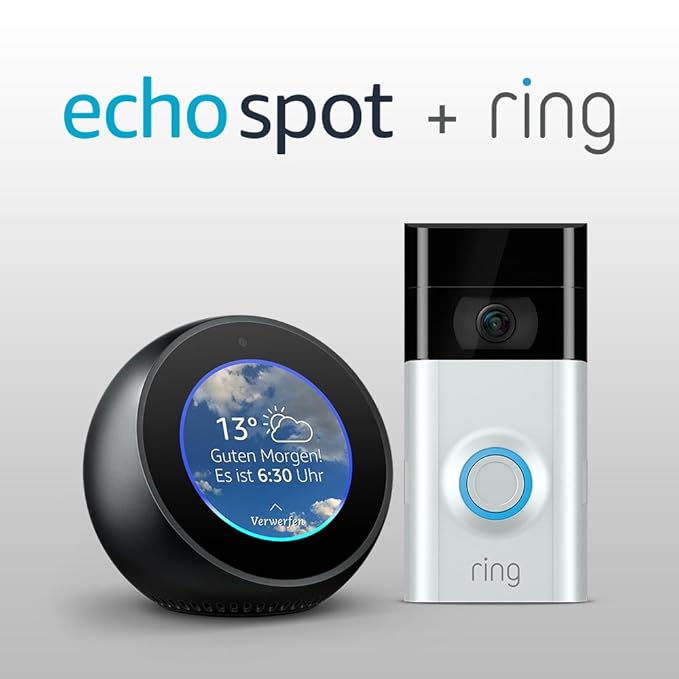 Amazon Echo Spot - Schwarz + Ring Video Doorbell 2