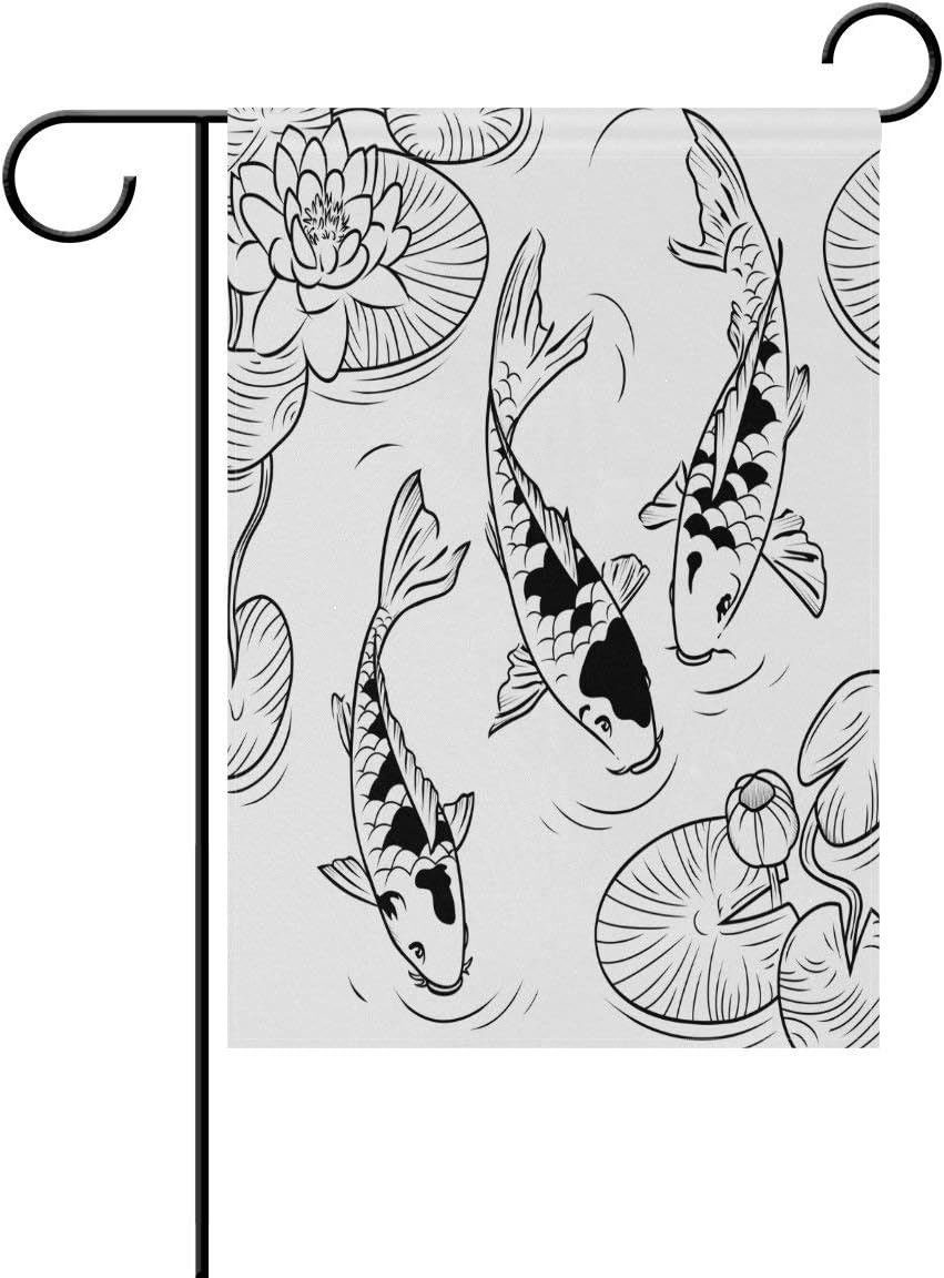 Amazon Com Ashasds Black And White Koi Fish Lotus Leaves Japan
