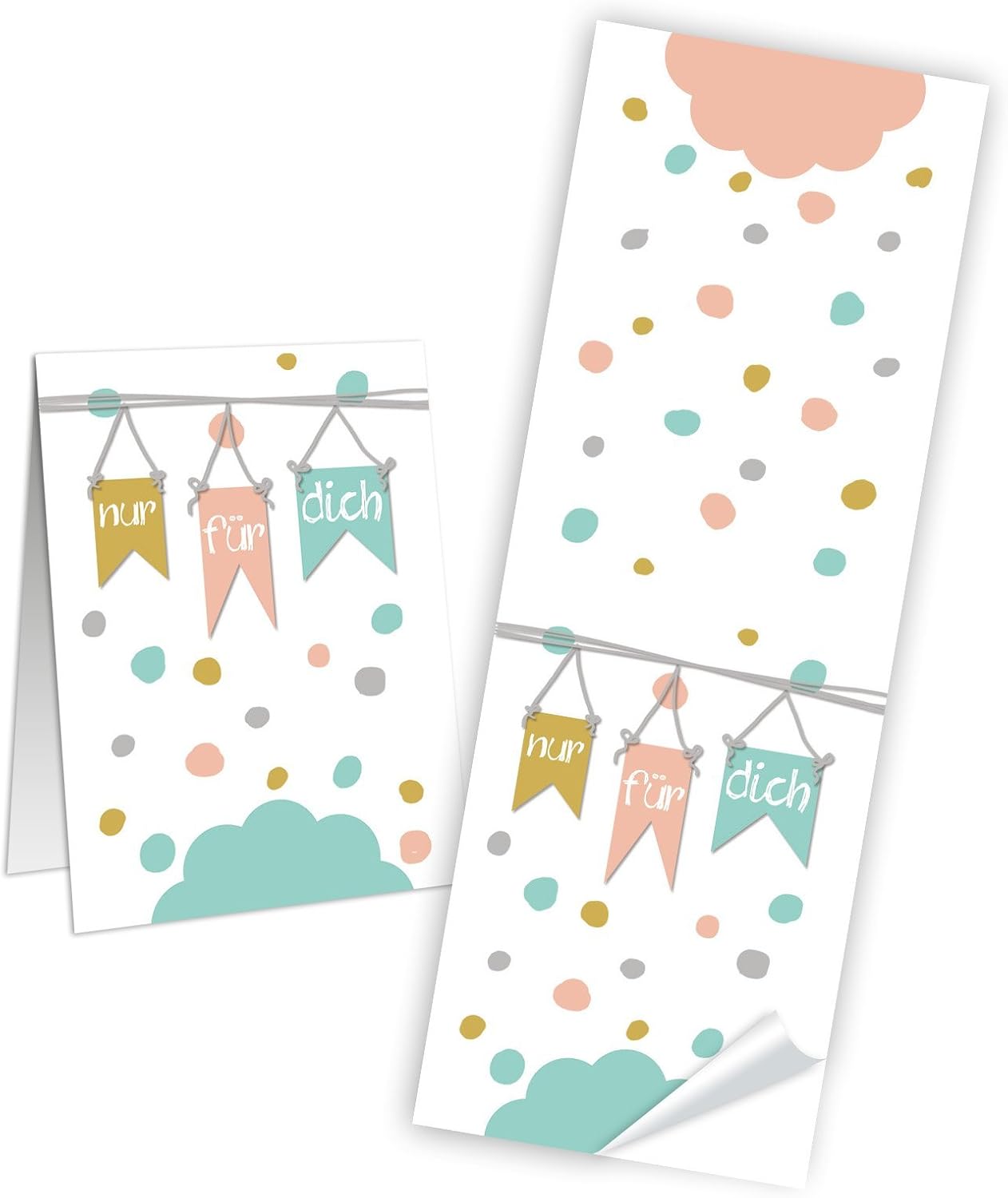 Logbuch-Verlag Sticker Rose White Pastel Colours for You Sticker 5 x 14.8 cm Packaging Paper Bags Gift Bags 25 Stück