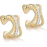 MYEARS Women Ear Cuff Earrings Gold Non Pierced Cartilage Clip on Open Wrap Twist Hoop 14K Gold Plated Simple Hypoallergenic Everyday Jewelry
