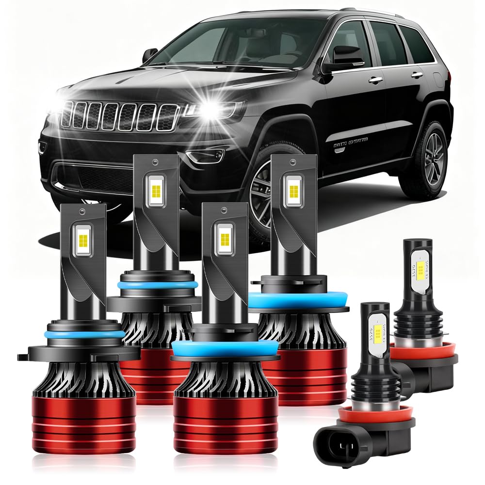 Photo 1 of CHUANGYOU Light Bulbs Compatible for 2014-2016 Jeep Grand Cherokee 9005 High Beam H11 Low Beam H11 Fog Lights Combo Pack 800% Brightness with Cooling Fan Plug N Play Pack of 6