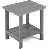 Apolimi Adirondack Outdoor Side Table, 2-Tier Sturdy Patio End Table Weather Resistant, 16.5" Solid Side Table for Patio, Pool, Porch