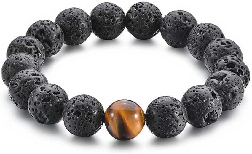 Men Women Lava Rock Diffuser Bracelet with Natural Essential Oil Beads