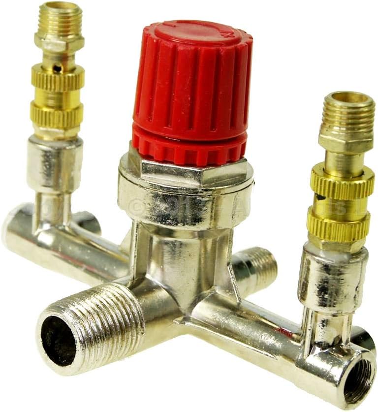 KATSU Air Compressor Pressure Switch Double Outlet Tube Air Compressor Switch Pressure Regulator Valve Fit Part SP24113302