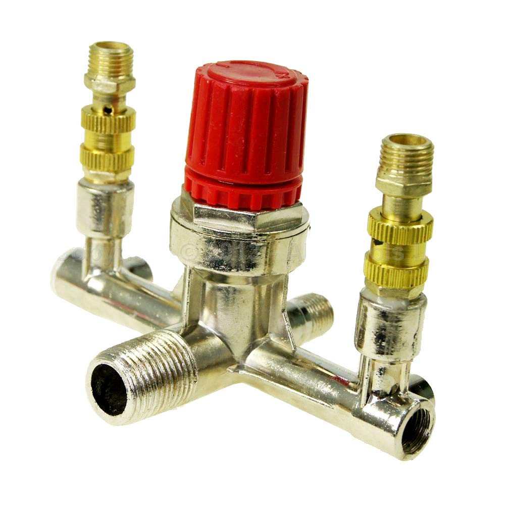 KATSU Air Compressor Pressure Switch Double Outlet Tube Air Compressor Switch Pressure Regulator Valve Fit Part SP24113302