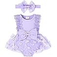 FOCICI Baby Girl Summer Clothes Cute Newborn Girl Outfits Sleeveless Lace One Piece Romper + Headband 2pcs set 0-12 Months