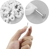 LAMXD 200x 6mm White Round Cable Clips for Wire Management with Steel Nail view 3