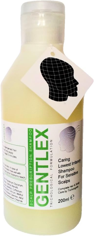 Gentlex Ultra Mild Gentle Shampoo for Very Sensitive Skin Scalp Prescription Shampoo Formulated By Expert UK Clinical Trichologists 200ml Bottle Outstanding Formula May Be Used To Treat Severe Itchy Scaling Dandruff Psoriasis Type Scalp Conditions Without Harsh Medications
