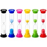 I-MART Plastic Sand Timer Sandglass Hourglass Sand Clock Timer 30 sec, 1 min, 2 mins, 3 mins, 5 mins, 10 mins (Pack of 6)