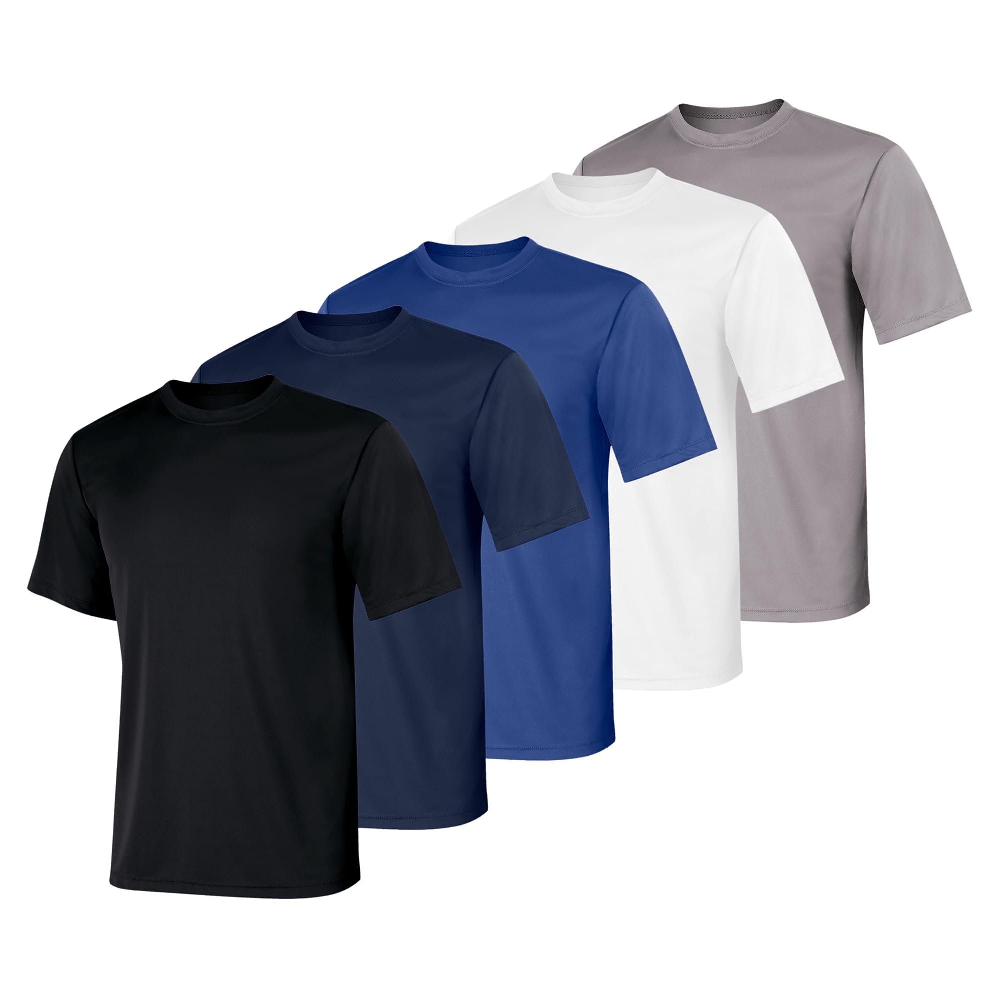 Hanes Men’s Cool DRI Performance T-Shirt, Moisture-Wicking Short Sleeve Tee, 40+ UPF Protection, 2, Black/White/Navy/Grey/Royal-5 Pack, Small