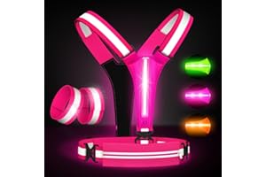 FOKIA KUNBIO LED Reflective Vest Running Gear Set,USB Rechargeable Light Up Running Vest for Runners Night Walking with Waterproof Phone Bag,High Visibility Armband,Adjustable Waist&Shoulder for Men Women