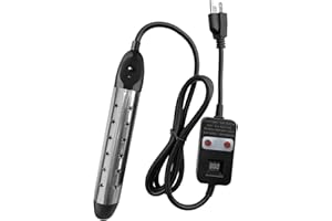 ZEGNEER Immersion Water Heater with Thermostat, 1500W Electric Submersible Water Heater with Stainless Steel Guard Cover, Portable Bucket Heater to Heat 5 Gallons of Water in Minutes,Black