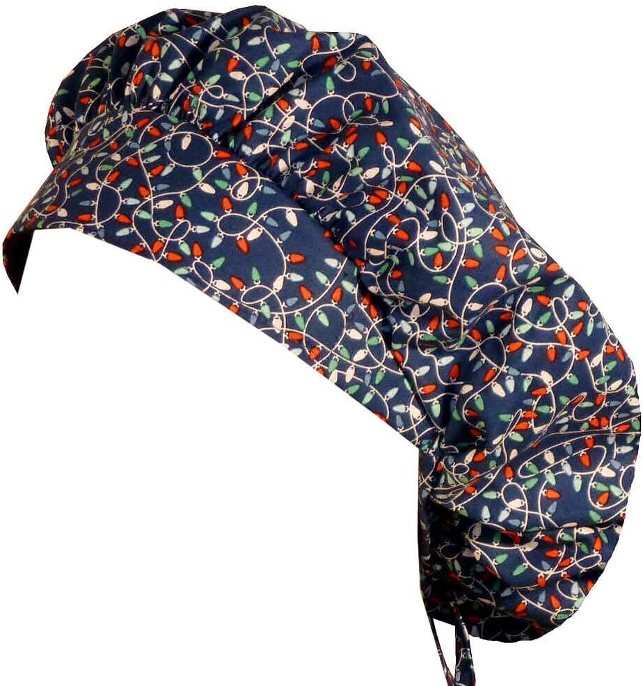 Bouffant Medical Scrub Cap - Twinkle Lights on Blue