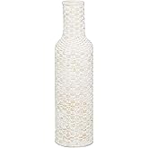 Deco 79 Bamboo Wood Decorative Vase Tall Woven Floor Centerpiece Vase, Vase for Home Decoration 9" x 9" x 30", White