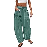Nirovien Womens Barrel Sweatpants High Waisted Wide Leg Sweatpants Drawstring Lounge Baggy Pants Barrel Sweats