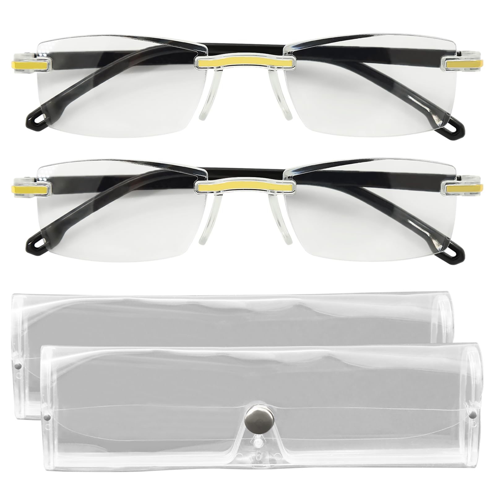 Photo 1 of KURTOPLLY 2 Pcs Auto Focus Glasses, Automatic Zoom Reading Intelligent Self Adjusting Presbyopia Anti-Blue Light Glass Adjustable Presbyopic Color-Changing Smart Look Far And Near For Men Women(Gold)