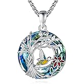 Eusense 925 Sterling Silver Hummingbird/Cat/Dog/Tree of Life/Cow Necklace Animals Pendant Jewelry Gifts for Women Men