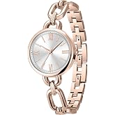 Asan Ge Vintage Watch for Women Rose Gold Chain Bracelet with Jewelry Clasp Easy Adjustable Watch Roman Numerals Dial Water Resistant 100ft