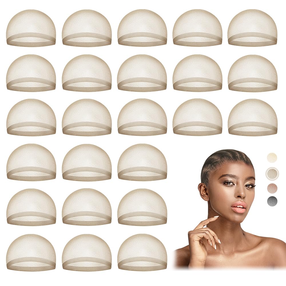 MYKURS Transparent Wig Caps for Women Lace Front, Hair Net to Hold Wig in Place, Light Brown 24 PCS