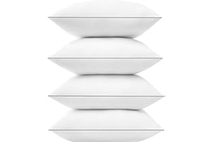 MR.YE Mr. Ye Throw Pillow Inserts Cushion Inserts 18x18 Inches Down Alternative Decorative Pillow Inserts Fluffy Square Form Sham Stuffer for Sofa, Bed and Couch, Piping Edges Design, Set of 4, White