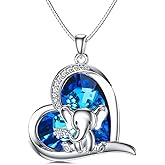 Elephant Necklace 925 Sterling Silver Elephant Crystal Pendant Necklaces Animal Elephants Jewelry Gifts for Women