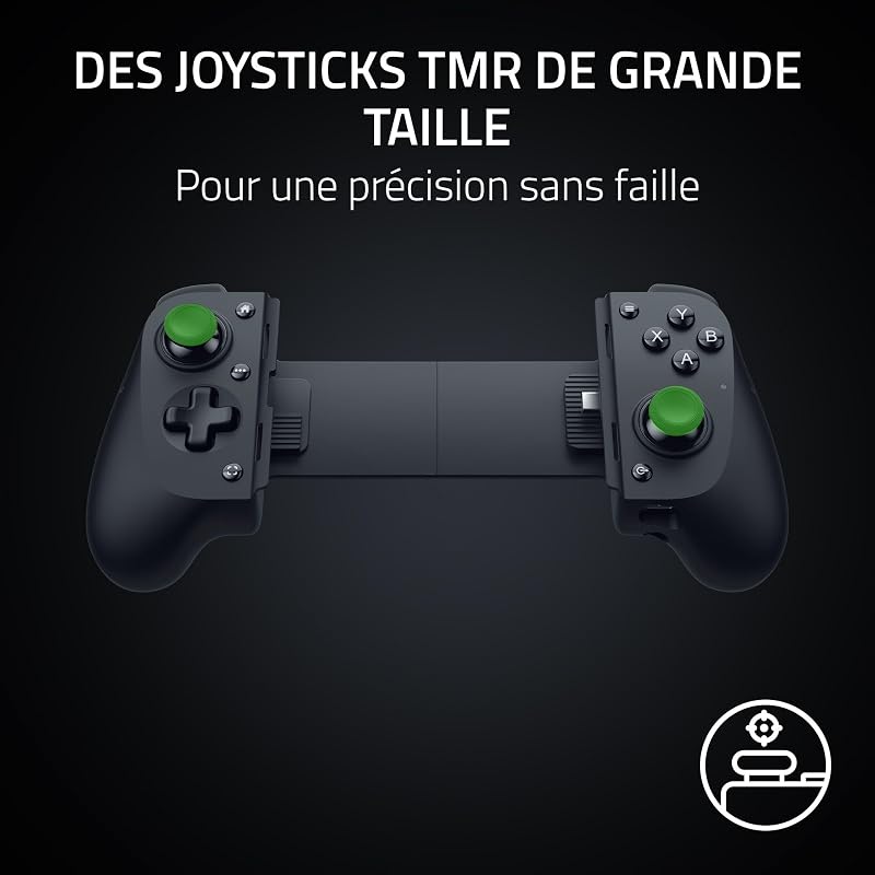 Kishi V3 - Contrôleur mobile de taille normale pour iPhone et smartphones Android - USB-C - sticks analogiques anti-dérive - 12 boutons (Sensa HD Haptics, Nexus Game Launcher) Noir