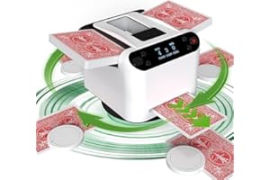 EOLZZI Automatic Card Shuffler and Dealer Machine 360° Rotation, Supports 12 Players, Rechargeable Card Shufflers, UNO Shuffler Card Machine Perfect for Rummy, Poker, Phase 10, Skip-Bo, Texas Hold'em